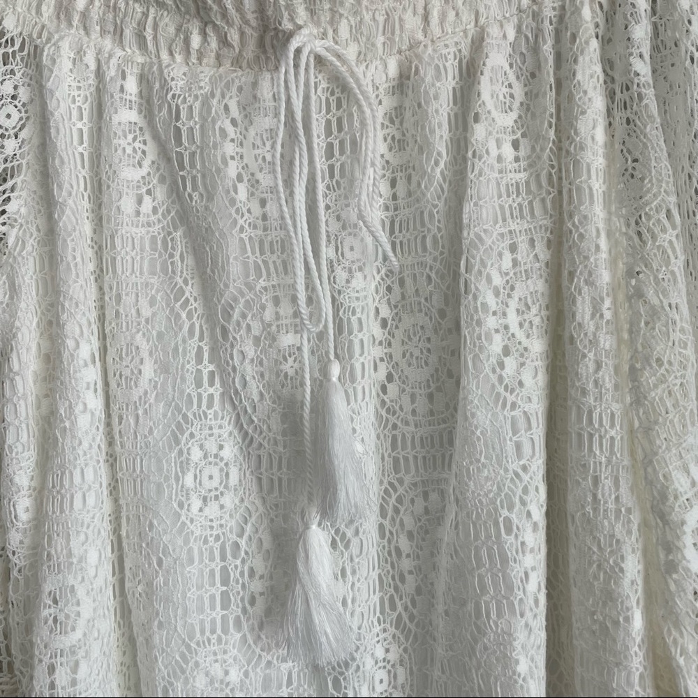 🌴NWT! Boho Crochet White Off-Shoulder Dress - Size Large - Picture 5 of 8
